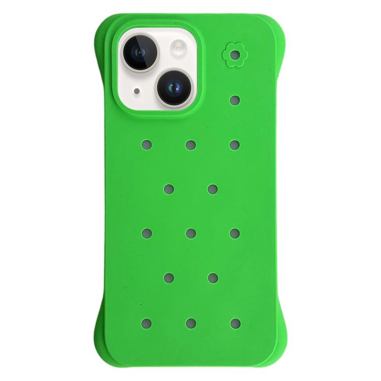 For iPhone 14 Plus Solid Color Holes Heat Dissipation PC Shockproof Phone Case