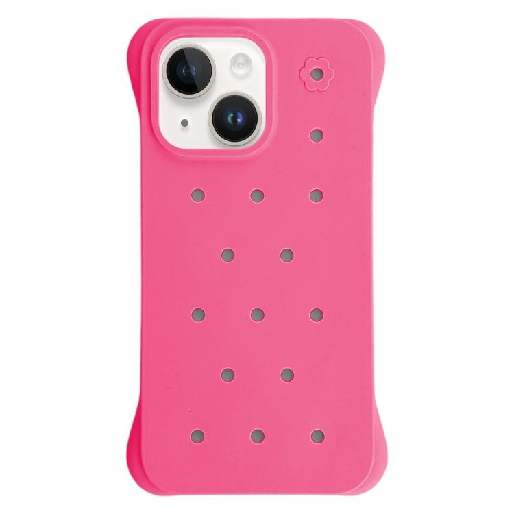 For iPhone 14 Plus Solid Color Holes Heat Dissipation PC Shockproof Phone Case