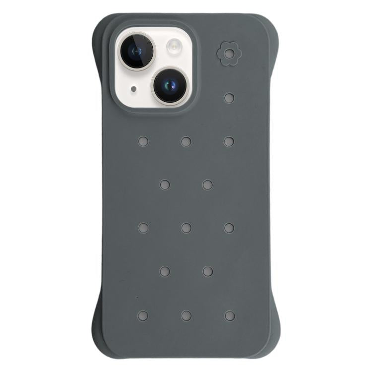 For iPhone 14 Plus Solid Color Holes Heat Dissipation PC Shockproof Phone Case