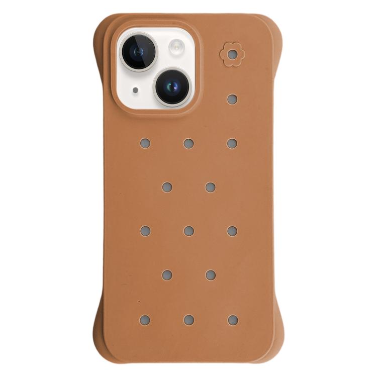 For iPhone 14 Plus Solid Color Holes Heat Dissipation PC Shockproof Phone Case