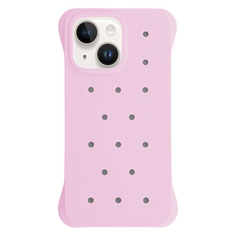 For iPhone 14 Plus Solid Color Holes Heat Dissipation PC Shockproof Phone Case