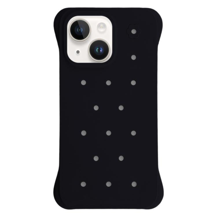 For iPhone 14 Plus Solid Color Holes Heat Dissipation PC Shockproof Phone Case