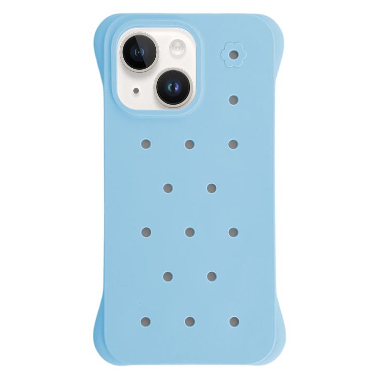 For iPhone 14 Solid Color Holes Heat Dissipation PC Shockproof Phone Case