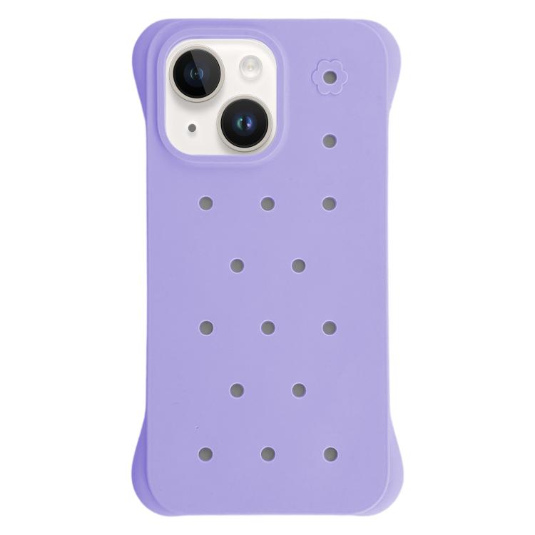 For iPhone 14 Solid Color Holes Heat Dissipation PC Shockproof Phone Case