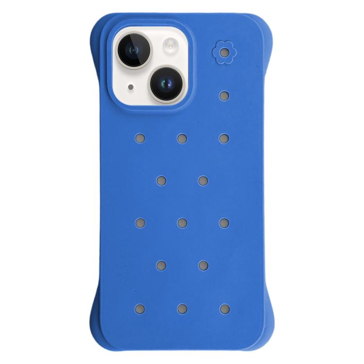 For iPhone 14 Solid Color Holes Heat Dissipation PC Shockproof Phone Case
