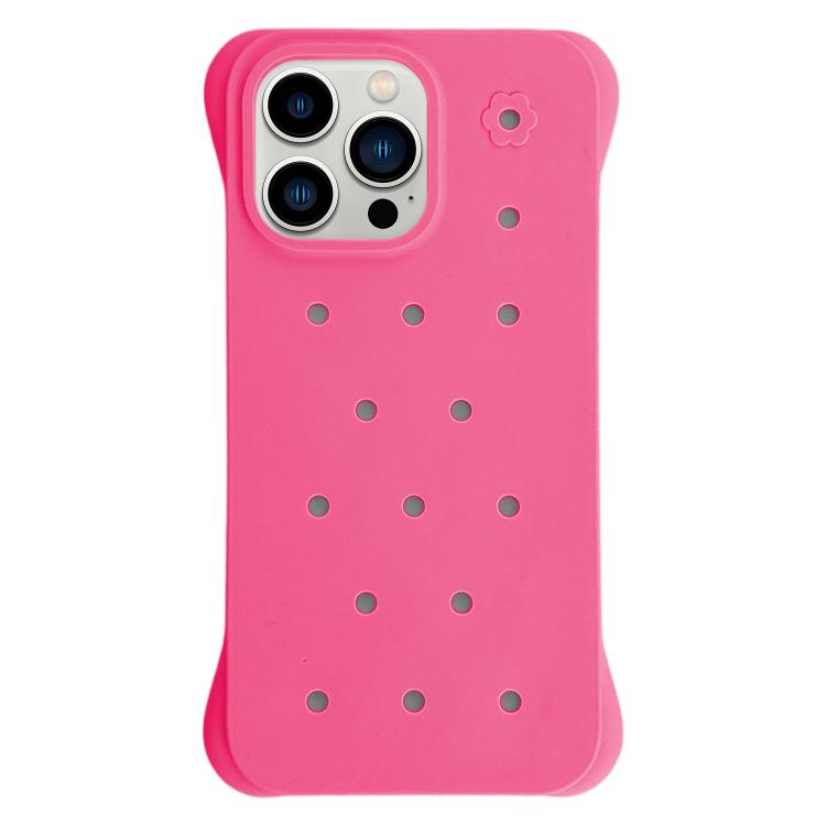 For iPhone 13 Pro Max Solid Color Holes Heat Dissipation PC Shockproof Phone Case