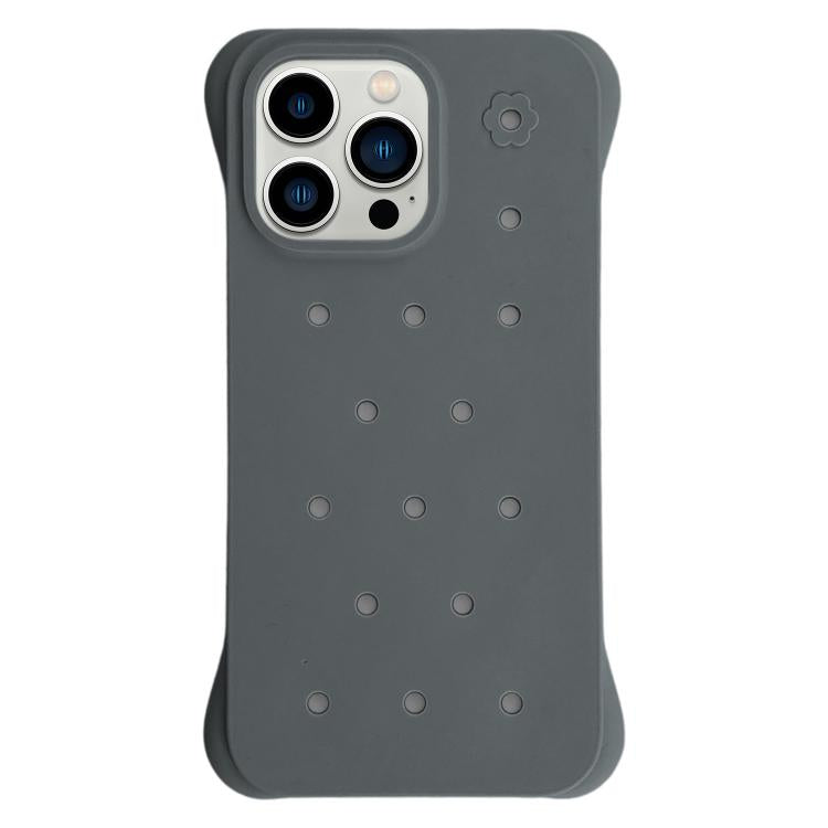 For iPhone 13 Pro Max Solid Color Holes Heat Dissipation PC Shockproof Phone Case