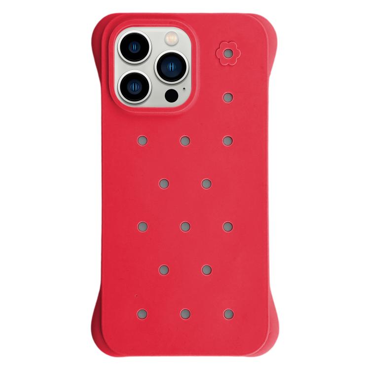 For iPhone 13 Pro Max Solid Color Holes Heat Dissipation PC Shockproof Phone Case