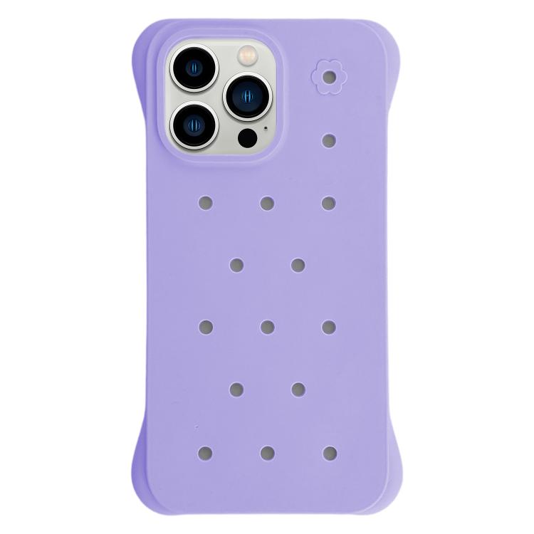For iPhone 13 Pro Max Solid Color Holes Heat Dissipation PC Shockproof Phone Case