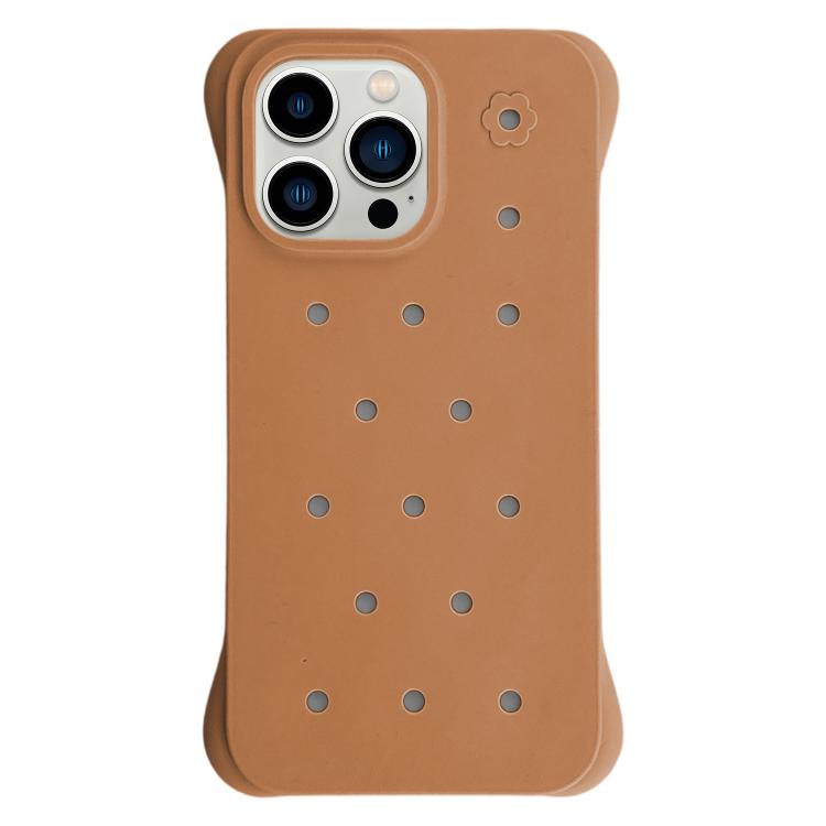 For iPhone 13 Pro Max Solid Color Holes Heat Dissipation PC Shockproof Phone Case
