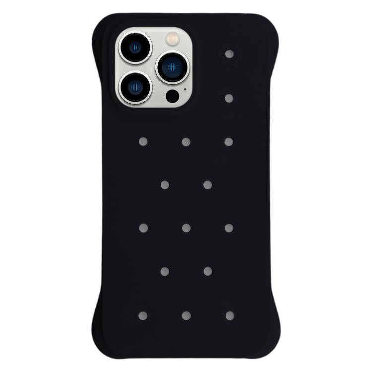 For iPhone 13 Pro Max Solid Color Holes Heat Dissipation PC Shockproof Phone Case