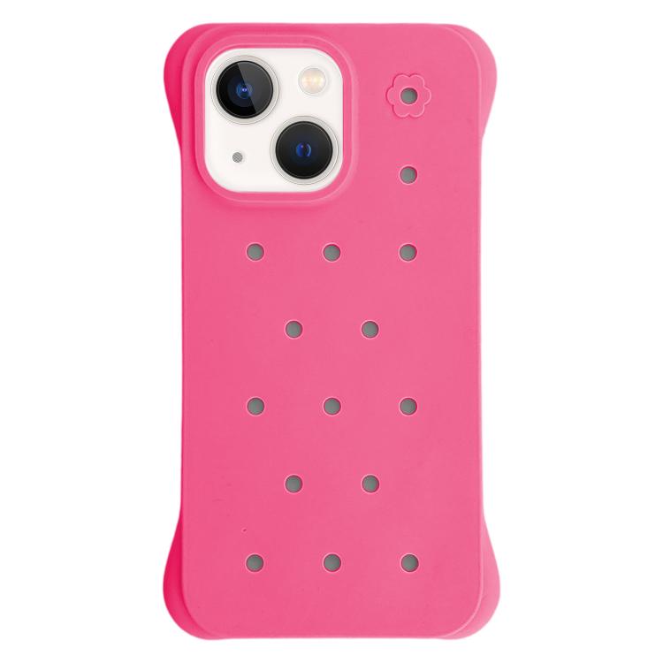 For iPhone 13 Solid Color Holes Heat Dissipation PC Shockproof Phone Case