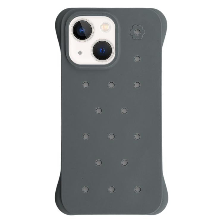 For iPhone 13 Solid Color Holes Heat Dissipation PC Shockproof Phone Case