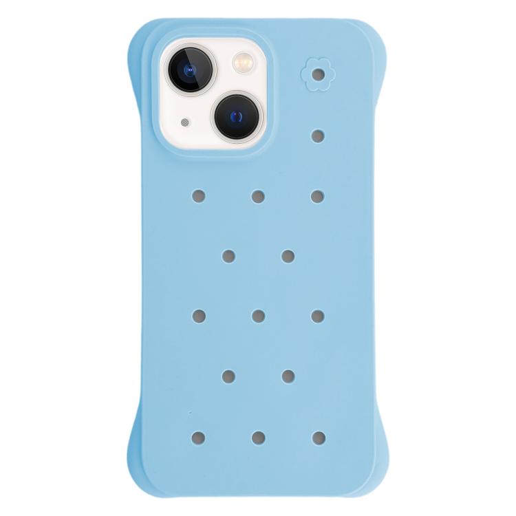 For iPhone 13 Solid Color Holes Heat Dissipation PC Shockproof Phone Case