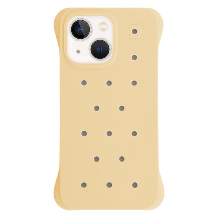 For iPhone 13 Solid Color Holes Heat Dissipation PC Shockproof Phone Case