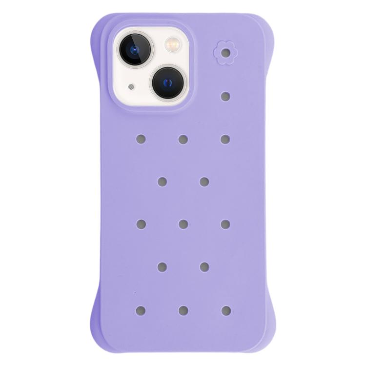 For iPhone 13 Solid Color Holes Heat Dissipation PC Shockproof Phone Case