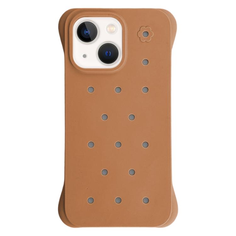 For iPhone 13 Solid Color Holes Heat Dissipation PC Shockproof Phone Case