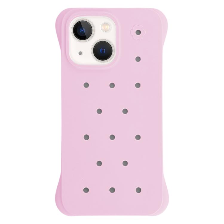 For iPhone 13 Solid Color Holes Heat Dissipation PC Shockproof Phone Case