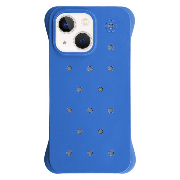 For iPhone 13 Solid Color Holes Heat Dissipation PC Shockproof Phone Case