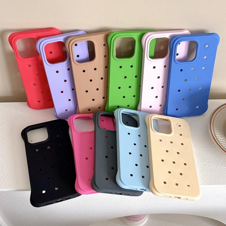 For iPhone 13 Pro Solid Color Holes Heat Dissipation PC Shockproof Phone Case