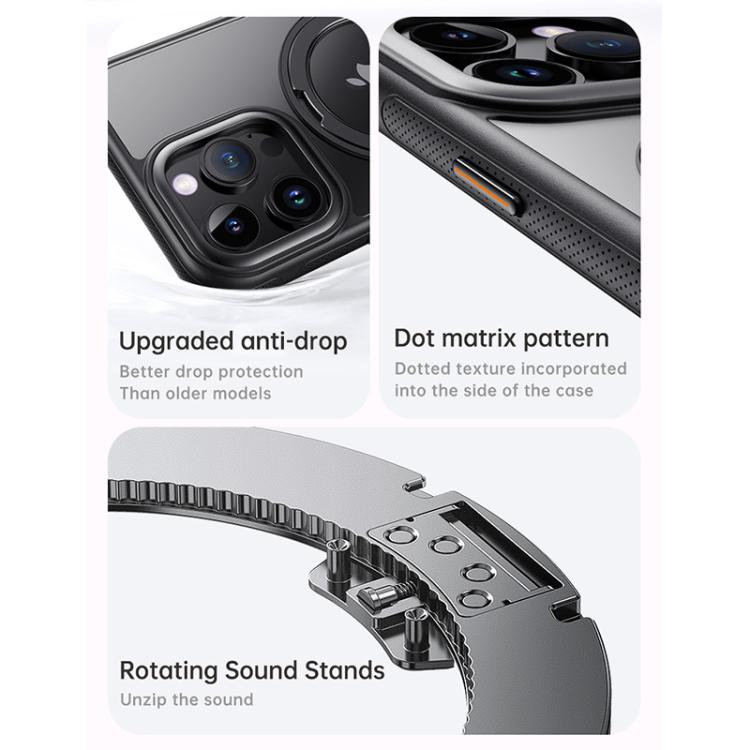 For iPhone 15 Pro Max Gear 360 Rotation MagSafe Holder Phone Case