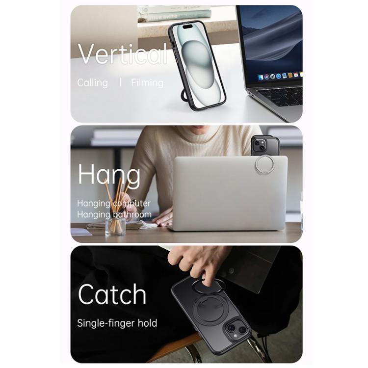 For iPhone 15 Plus / 14 Plus Gear 360 Rotation MagSafe Holder Phone Case