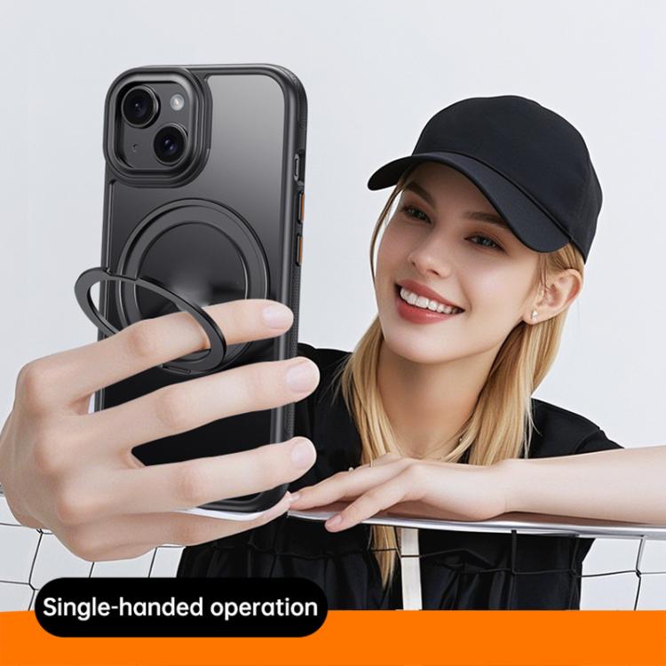 For iPhone 15 Gear 360 Rotation MagSafe Holder Phone Case
