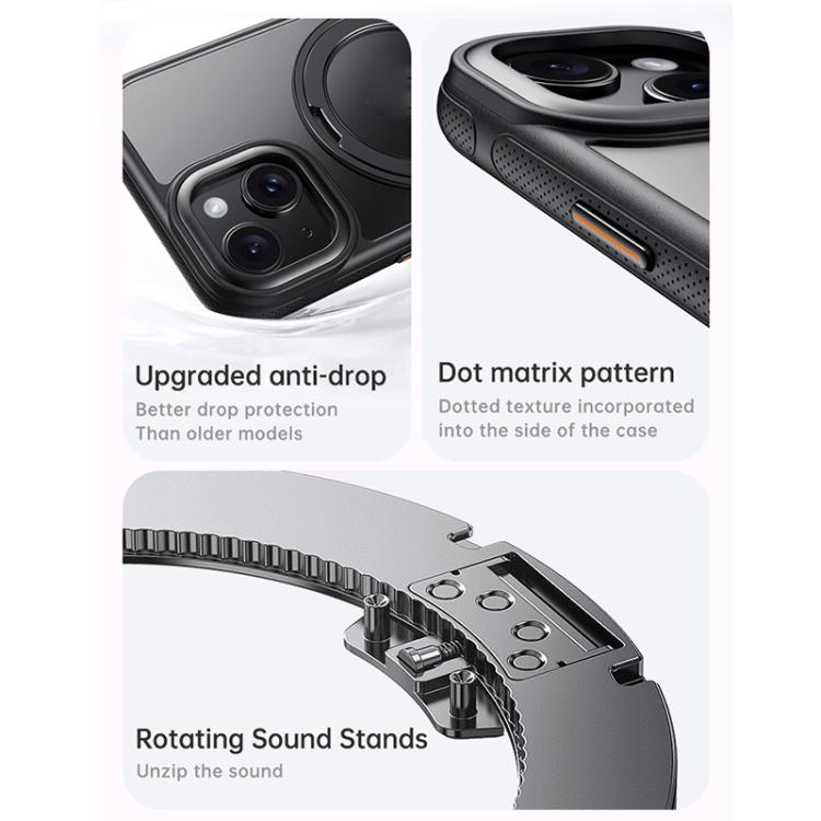 For iPhone 15 Gear 360 Rotation MagSafe Holder Phone Case