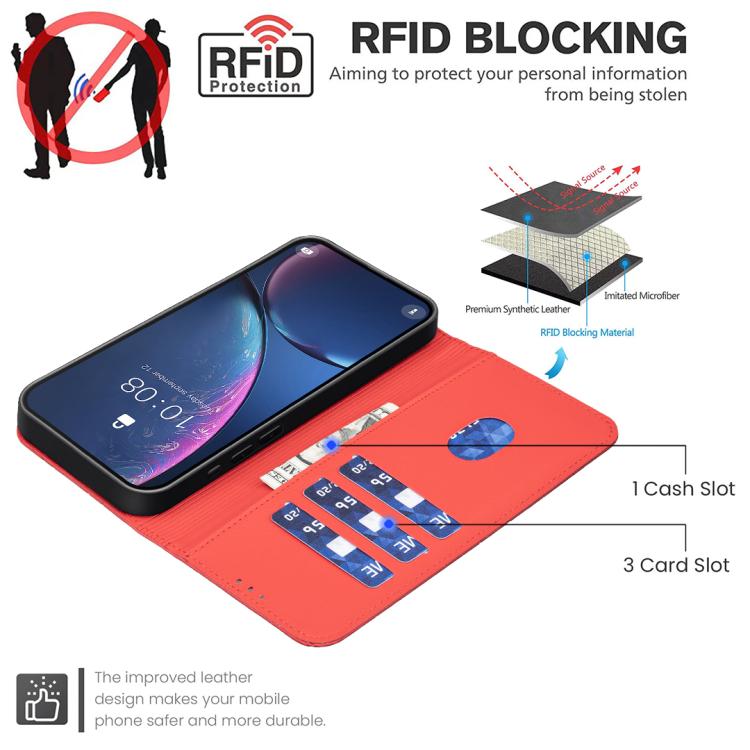 For Samsung Galaxy A22 4G Geometric Pattern RFID Leather Phone Case