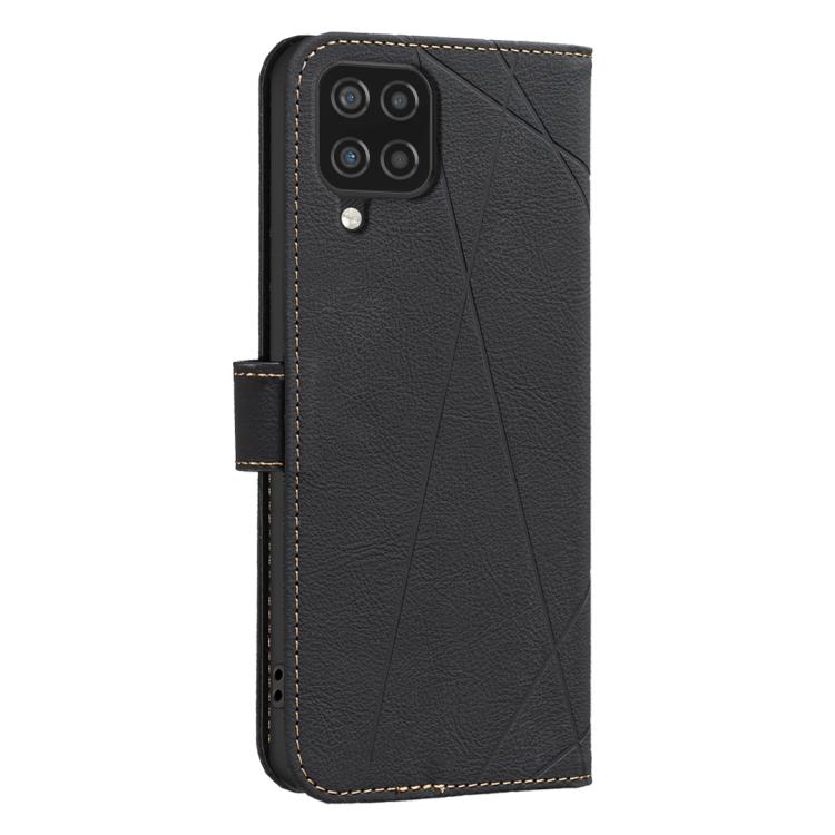 For Samsung Galaxy A22 4G Geometric Pattern RFID Leather Phone Case