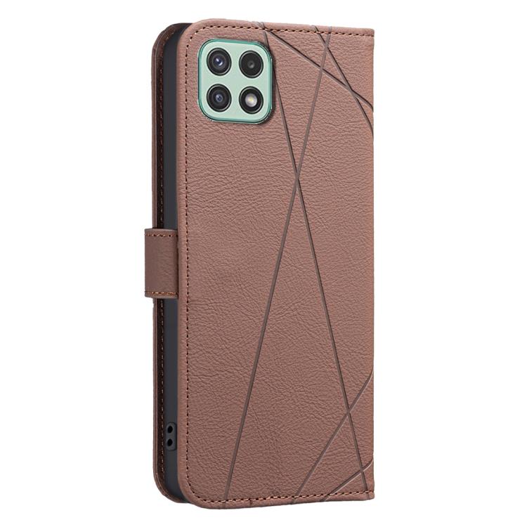 For Samsung Galaxy A22 5G Geometric Pattern RFID Leather Phone Case