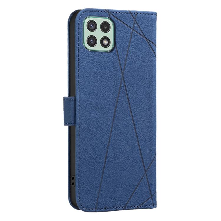 For Samsung Galaxy A22 5G Geometric Pattern RFID Leather Phone Case