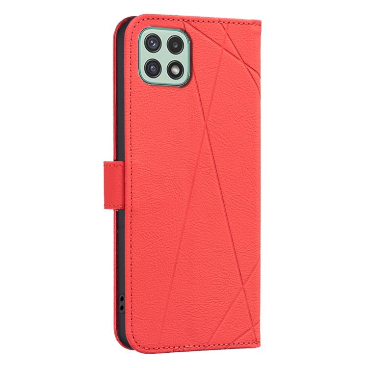 For Samsung Galaxy A22 5G Geometric Pattern RFID Leather Phone Case