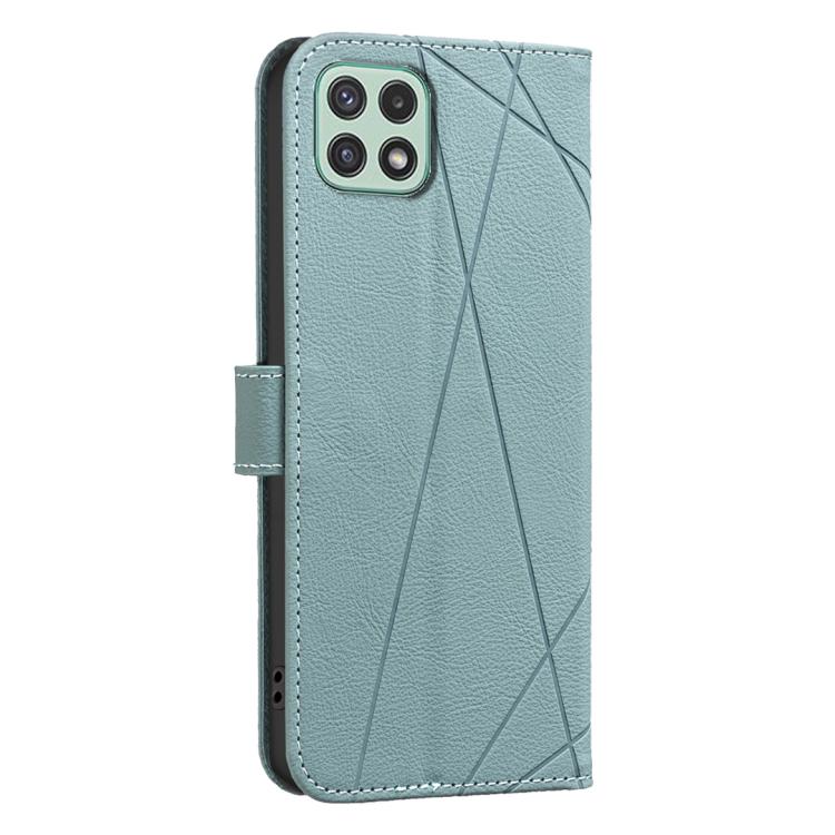 For Samsung Galaxy A22 5G Geometric Pattern RFID Leather Phone Case