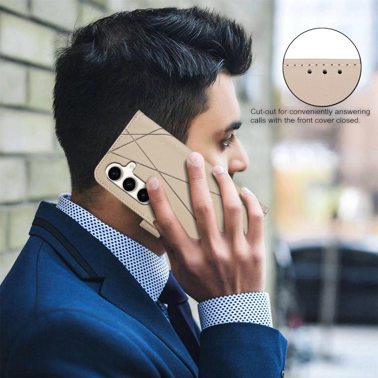 For Samsung Galaxy A26 Geometric Pattern RFID Leather Phone Case