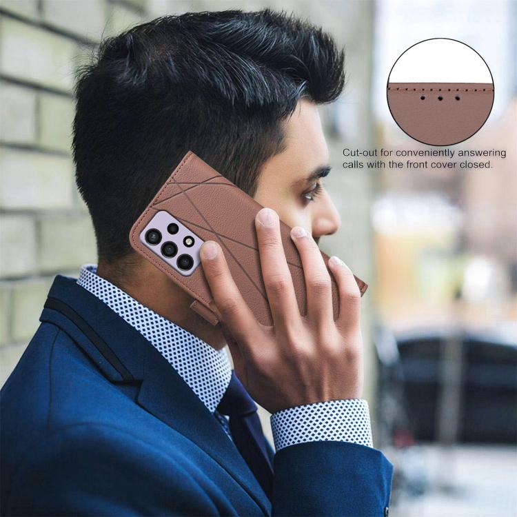 For Samsung Galaxy A72 Geometric Pattern RFID Leather Phone Case