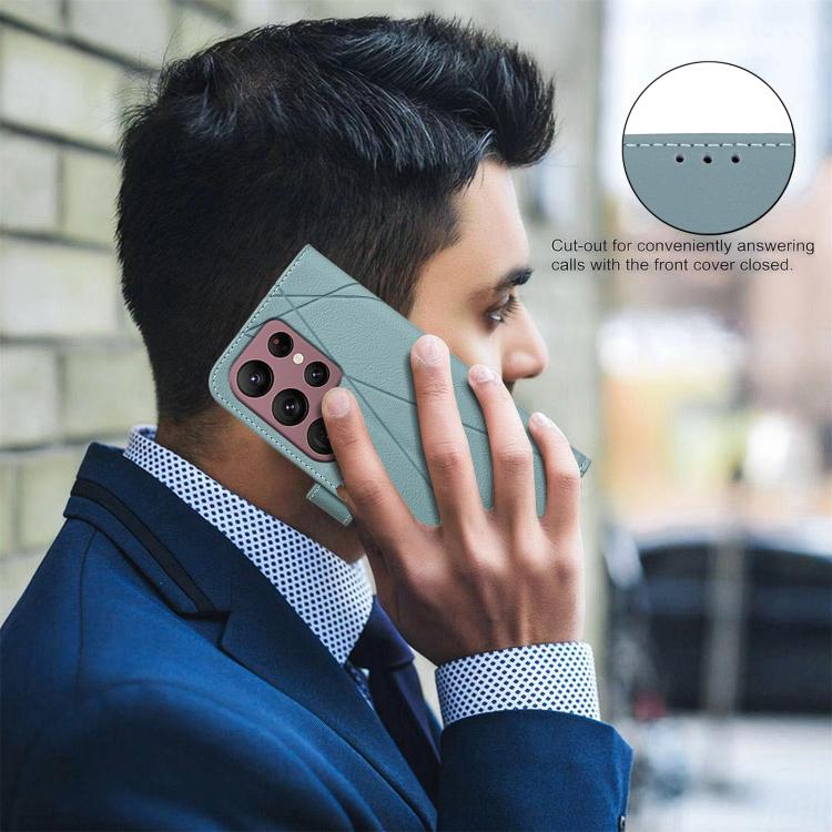 For Samsung Galaxy S21 Ultra 5G Geometric Pattern RFID Leather Phone Case