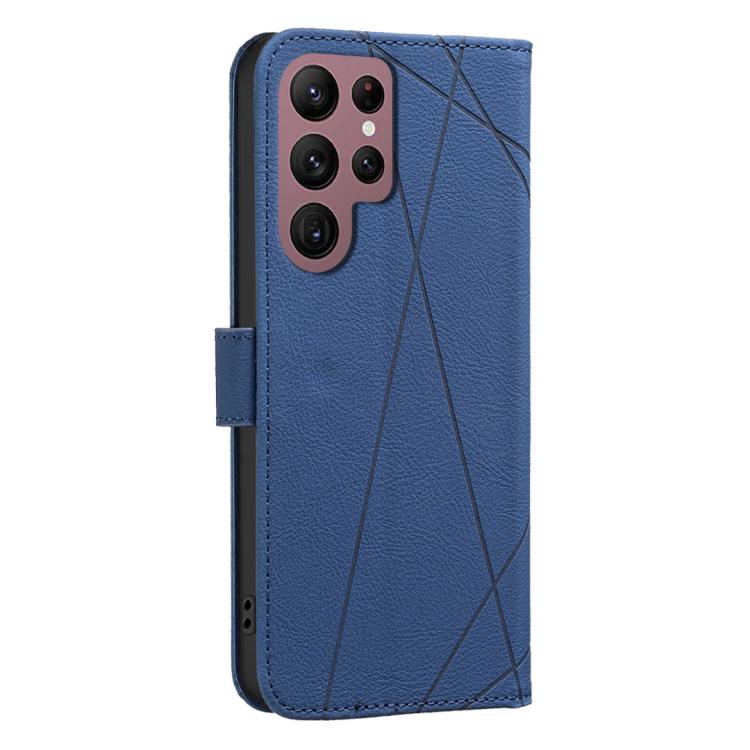 For Samsung Galaxy S22 Ultra 5G Geometric Pattern RFID Leather Phone Case
