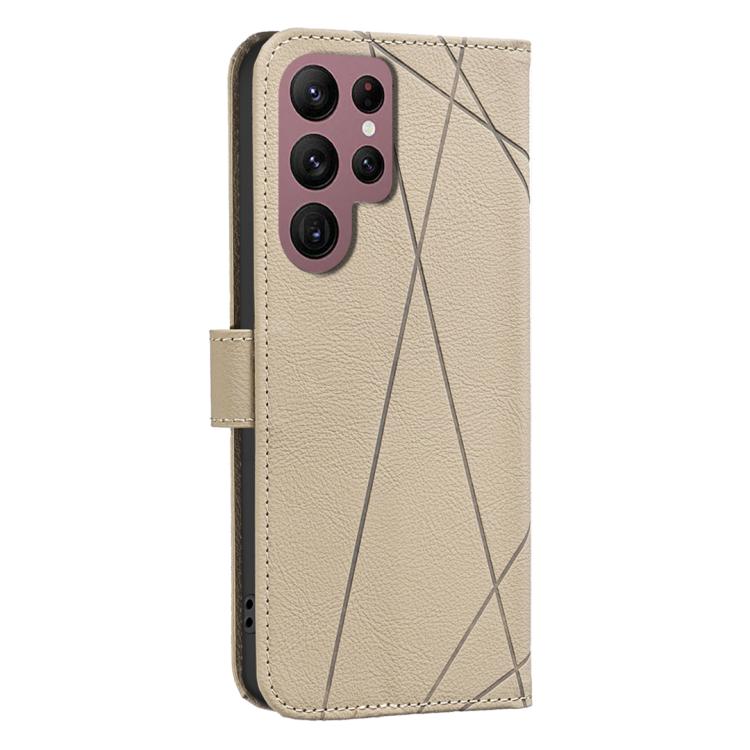 For Samsung Galaxy S22 Ultra 5G Geometric Pattern RFID Leather Phone Case