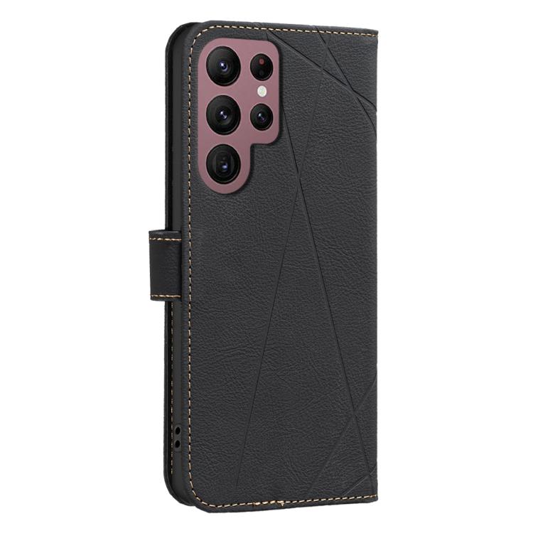 For Samsung Galaxy S22 Ultra 5G Geometric Pattern RFID Leather Phone Case