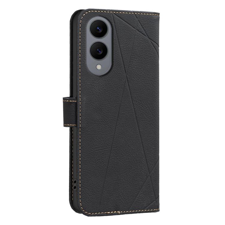 For Samsung Galaxy S25 Edge 5G Geometric Pattern RFID Leather Phone Case