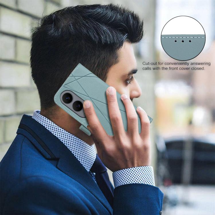 For Samsung Galaxy S25 Edge 5G Geometric Pattern RFID Leather Phone Case