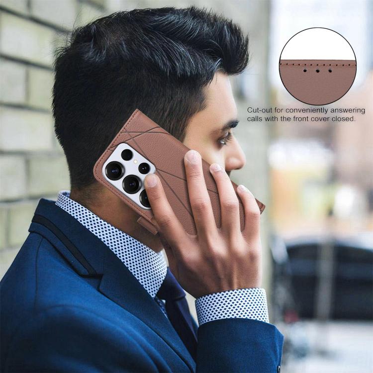 For Samsung Galaxy S25 Ultra 5G Geometric Pattern RFID Leather Phone Case