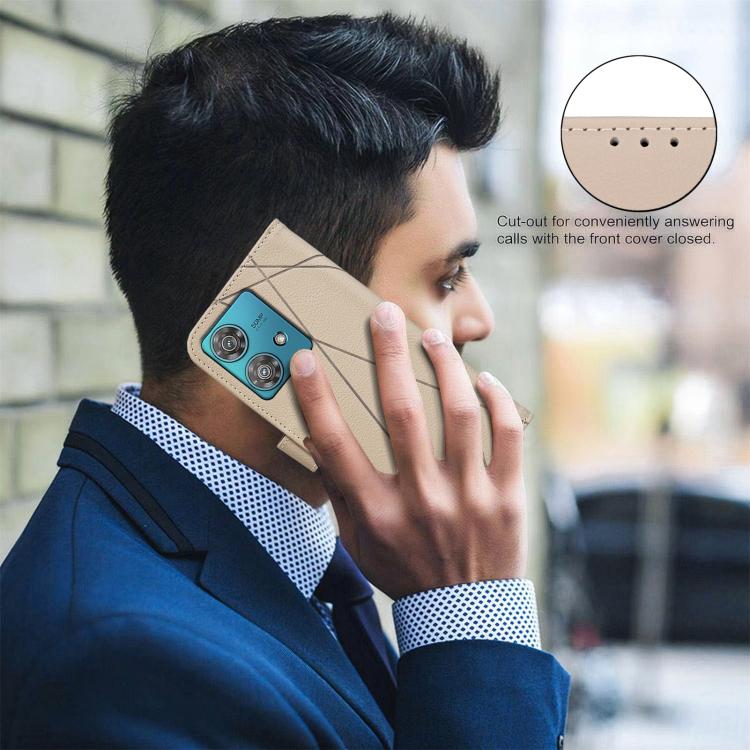 For Motorola Edge 40 Neo Geometric Pattern RFID Leather Phone Case