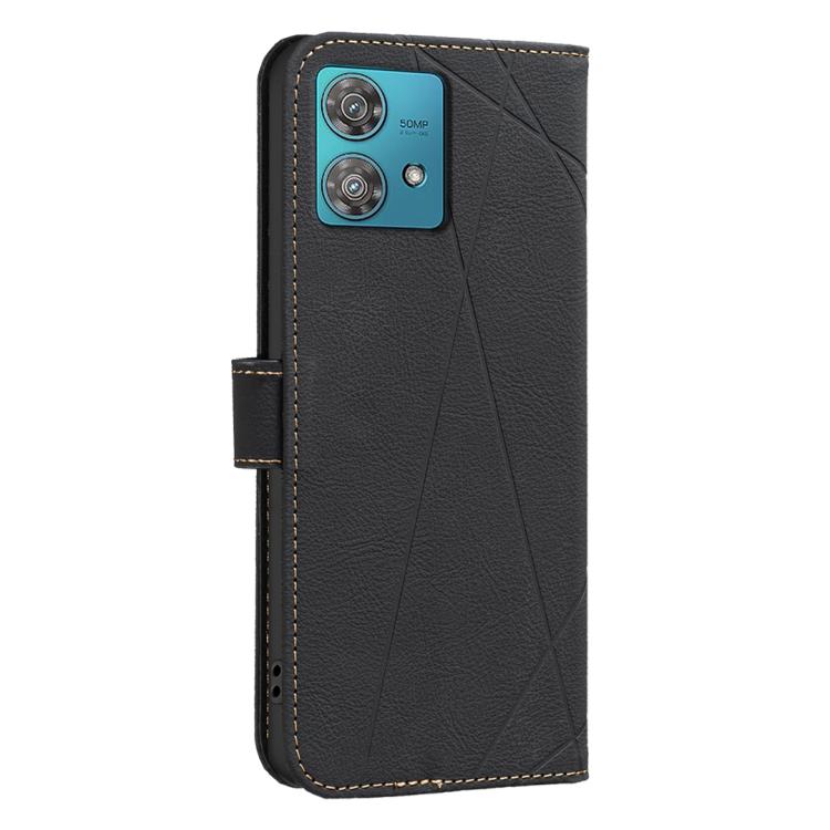 For Motorola Edge 40 Neo Geometric Pattern RFID Leather Phone Case