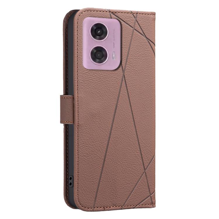 For Motorola Moto G04 / G24 / E14 Geometric Pattern RFID Leather Phone Case