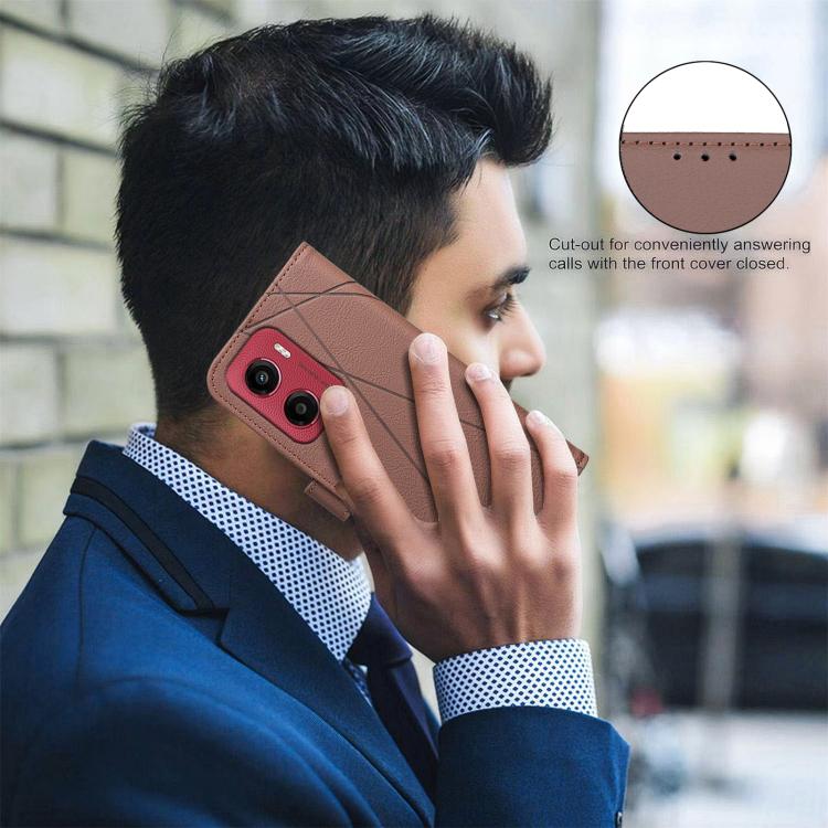 For Motorola Moto G05 / E15 Geometric Pattern RFID Leather Phone Case