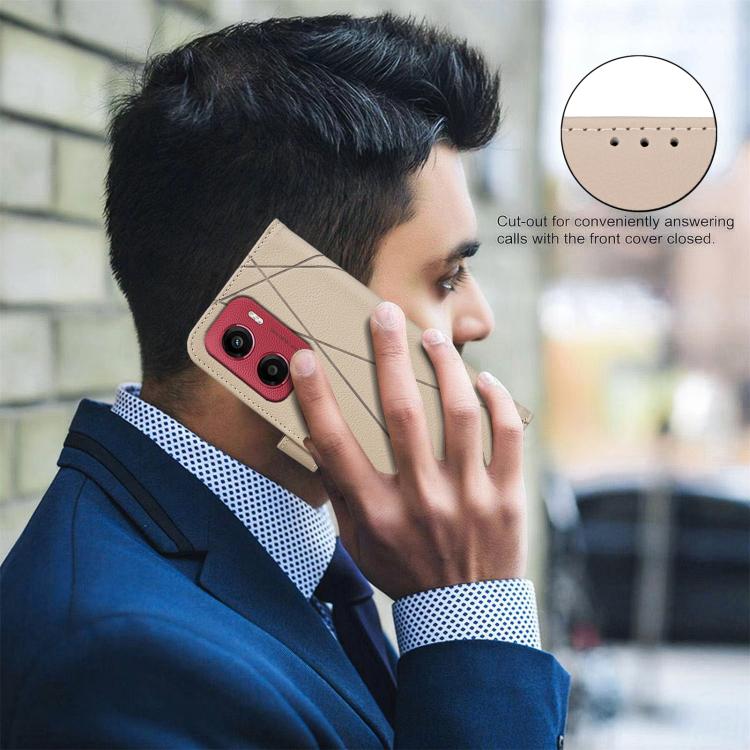 For Motorola Moto G05 / E15 Geometric Pattern RFID Leather Phone Case