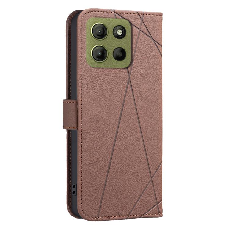 For Motorola Moto G15 Geometric Pattern RFID Leather Phone Case