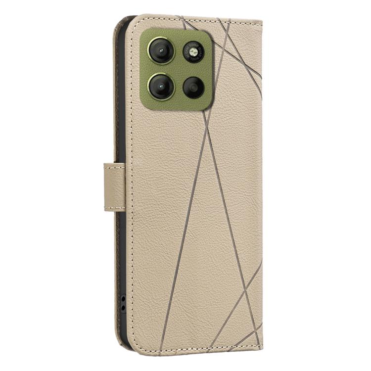 For Motorola Moto G15 Geometric Pattern RFID Leather Phone Case
